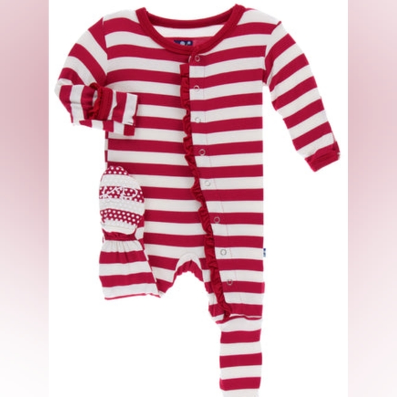 Kickee Pants Red/White Striped Onsie - Picture 1 of 8